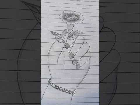 Hand holding flower drawing #drawing #shortvideo #shortsfeed #scenery #trending #flower #sketching