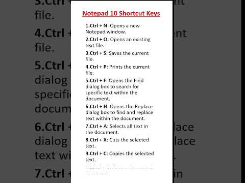 Notepad Shortcut keys