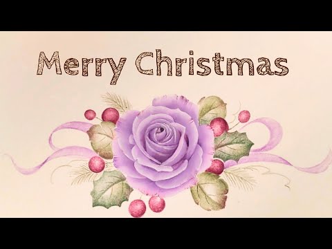 Tole painting Rose Christmas Card (Flower Painting) Acrylic Painting