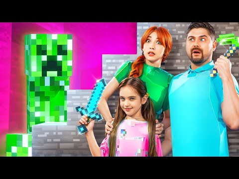 I Got Adopted by a MINECRAFT Family?! Living in a Blocky World 🎮⛏️ Awesome Parenting Hacks