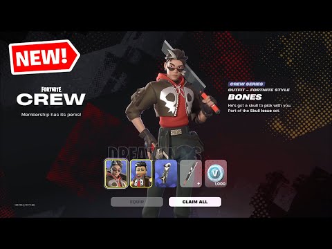 Fortnite March 2025 Crew Pack EARLY Showcase - Bones Crew Pack Skin Cosmetics