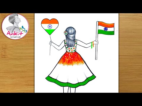 Independence Day Drawing Easy Steps / How to draw 15 august Drawing Easy Step / Girl Drawing / art