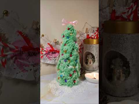 Fluffy Christmas tree DIY 🎀🎄 #craft #creative #shorts #christmas #christmastree #newyear #fluffy