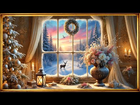 Vintage Christmas Art Screensaver | Gold Frame TV Art | Winter Art Screensaver for TV | 4K 2 Hrs