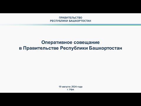 Оперативное совещание в Правительстве Республики Башкортостан: прямая трансляция 19 августа 2024 г.