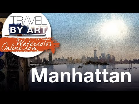 #261 Travel By Art, Ep. 115: View of Manhattan (Watercolor Cityscape Demo)