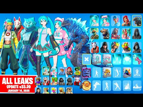 ALL NEW & LEAKED Skins, Emotes, Cosmetics Fortnite Update v33.20: Hatsune Miku Skin, Godzilla Blue..