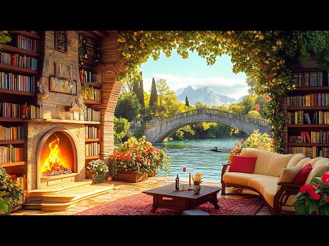 Happy March Jazz by River 🌸 Relaxing Morning Spring Coffee Shop Ambience For Great Mood