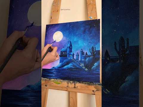 painting Hogwarts Castle #youtubeshorts #canvaspainting