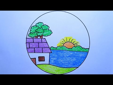 How to draw House of Nature Scenery || Pencil Sketch || Circle Drawing Picture