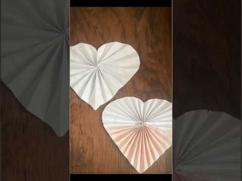 Easy paper pleated hearts for your garlands #shorts #papercraft  #valentinesdaycraftideas