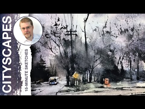 #260 Moonglow Feeling (Watercolor Cityscape Demo)