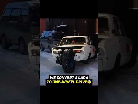 We build a Lada trike with an enormous wheel in the back