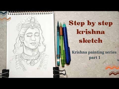 Krishna sketch step by step | krishna painting series part 1 #krishnasketch #krishnapainting