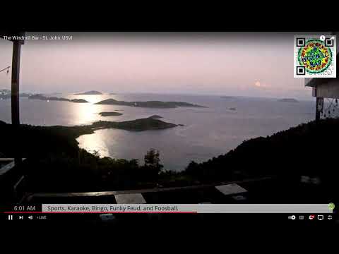 Sunrise & Moonset Ocean Sounds at The Windmill Bar on St. John - Relaxing Waves & Birds