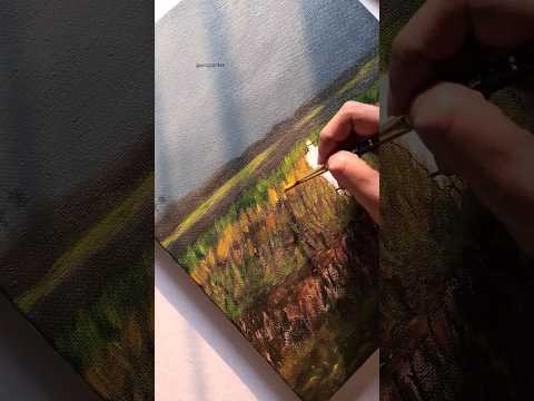 misty fields painting #shorts #youtubeshorts #canvaspainting