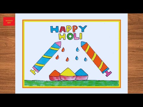 Happy Holi Drawing || Creating a Colorful Holi Festival Drawing Step-by-Step Tutoria || Happy holi