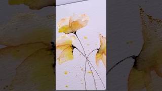 Transparent layered golden flowers #watercolor #painting #flower #trending #satisfying #shorts