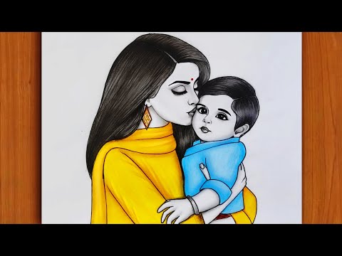 Mothers day Drawing with Color | Drawing for Mothers Day | Anneler günü çizim || sعيد الأم | Sketch