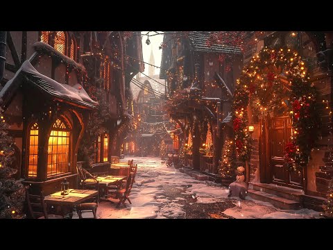 Victorian Christmas Era | Jazz Relaxing Music + Christmas Lights (Snow Falling & Blizzard)