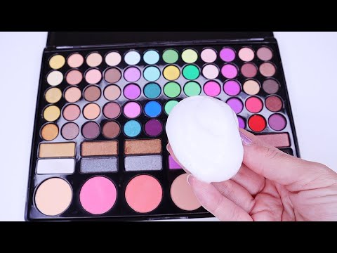 MAKING SLIME WITH 100 EYESHADOW!  Satisfying Slime Mixing ASMR Video