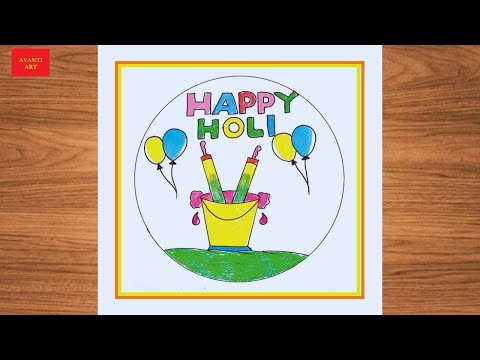 Happy Holi Drawing || Creating a Colorful Holi Festival Drawing Step-by-Step Tutoria || Happy holi