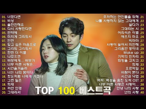 90~2000년대 감성 발라드 💖 잊을 수 없는 명곡 BEST 100 | 광고 없이 듣는 노래 🎼 소울스타,이승기,더씨야,원티드,민경훈, 문명진,루다, 에일리,