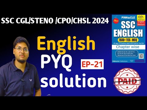 Pinnacle previous year book solution for English EP- 21।। SSC CGL/STENO/CPO/CHSL 2024