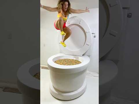 JUMPING SUPER HIGH into the Giant Toilet Filled with FROOT LOOPS #shorts