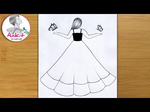 How to draw a girl with Butterfly in Lehanga for beginners || Pencil Sketch || Art Video