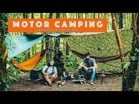 Motor Camping with a hammock in the forest｜DJI Mini 3 Pro｜Mini Wood Stove Cooking｜キャンプ｜SYM KRNBT