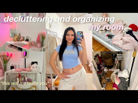 decluttering and organizing my room 🫧 deep cleaning, closet cleanout, redecorating