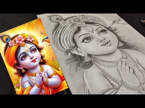 Janmashtami special drawing for beginners, Happy Janmashtami, Krishna drawing, #Krishna #Janmashtami