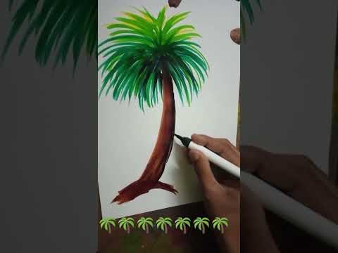 🌴 tree drawing with pen brush#youtubeshorts #drawing