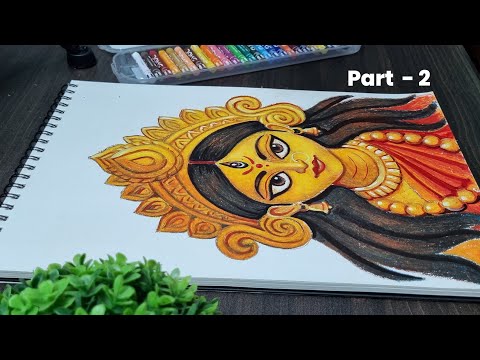 Durga Mata Drawing With Oil Pastel | Maa Durga Drawing easy