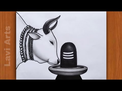 How to Draw Lord Mahadev Shivling Pencil drawing , with Nandi Baba | Easy God drawing | Lavi Arts