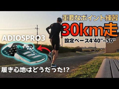 【アディオスプロ3】レース3週間前！サブ3.5ペースでの30km走【重要なポイント練習】