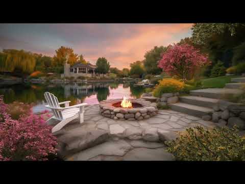 Outdoor Fireplace Ambience | ASMR Crackling Fireplace & Gentle Water Sounds for Relaxation & Focus