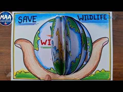 World Wildlife Day Drawing easy | Save Wildlife poster Drawing | Save Earth project drawing #animals