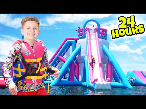 24 HOUR Extreme WATER TRAMPOLINE CHALLENGE