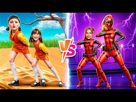 Moms face off! "Squid Game" Doll Mom vs Deadpool Mom!