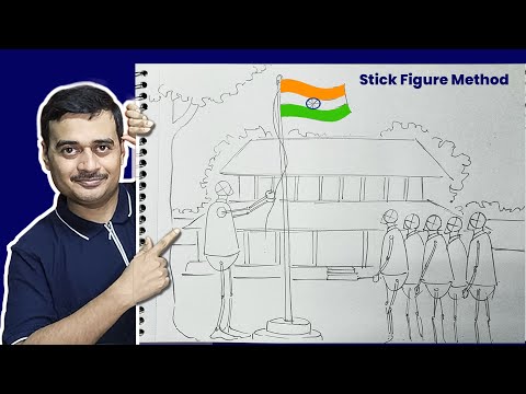 Independence day drawing easy/ Republic day drawing for beginner / Stick Figure