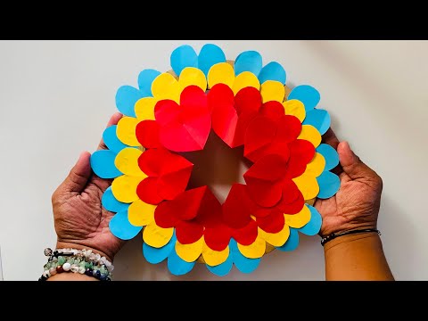 Paper Heart Wreath Wall Hanging for Valentines Day Decoration | Paper Craft