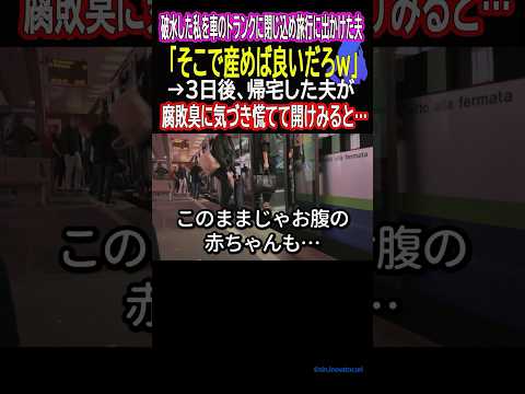 破水した私を車のトランクに閉じ込め旅行に出かけた夫。「そこで産めば良いだろw」→3日後、帰宅した夫が腐敗臭に気づき慌てて開けみると…