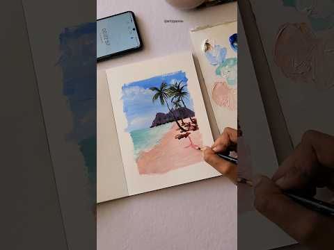 painting beach #youtubeshorts #canvaspainting