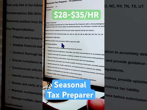 🗂️ $28-$35/Hour Seasonal Tax Preparer Job! #workfromhome #job