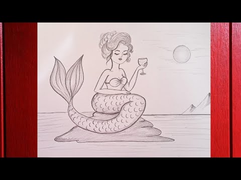 how to draw a mermaid//mermaid drawing //cómo dibujar Una sirena