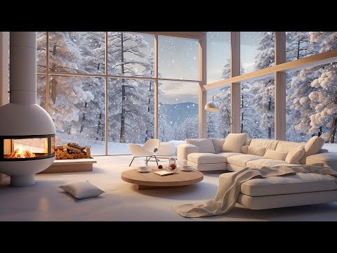 Cozy Winter Apartment ❄️ Fireplace Warmth & Relaxing Jazz Music for Focused Work and Study