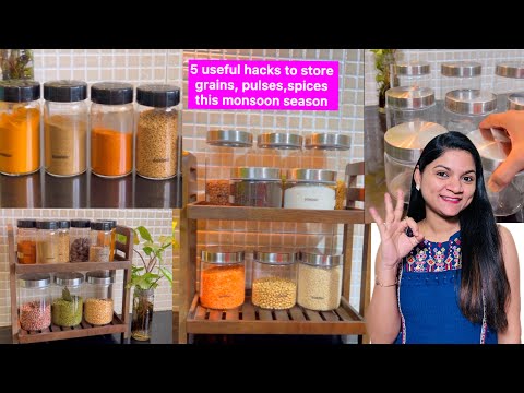 Monsoon Hacks to Store Pulses and Spices | Airtight Jars | Kitchen Storage Organization