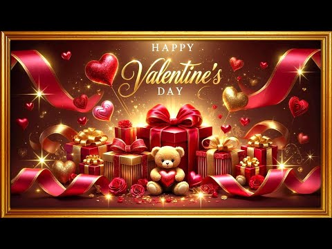 Valentine's Day Party Background | 4K Valentine's Day Party Screensaver | Gold Frame TV Art